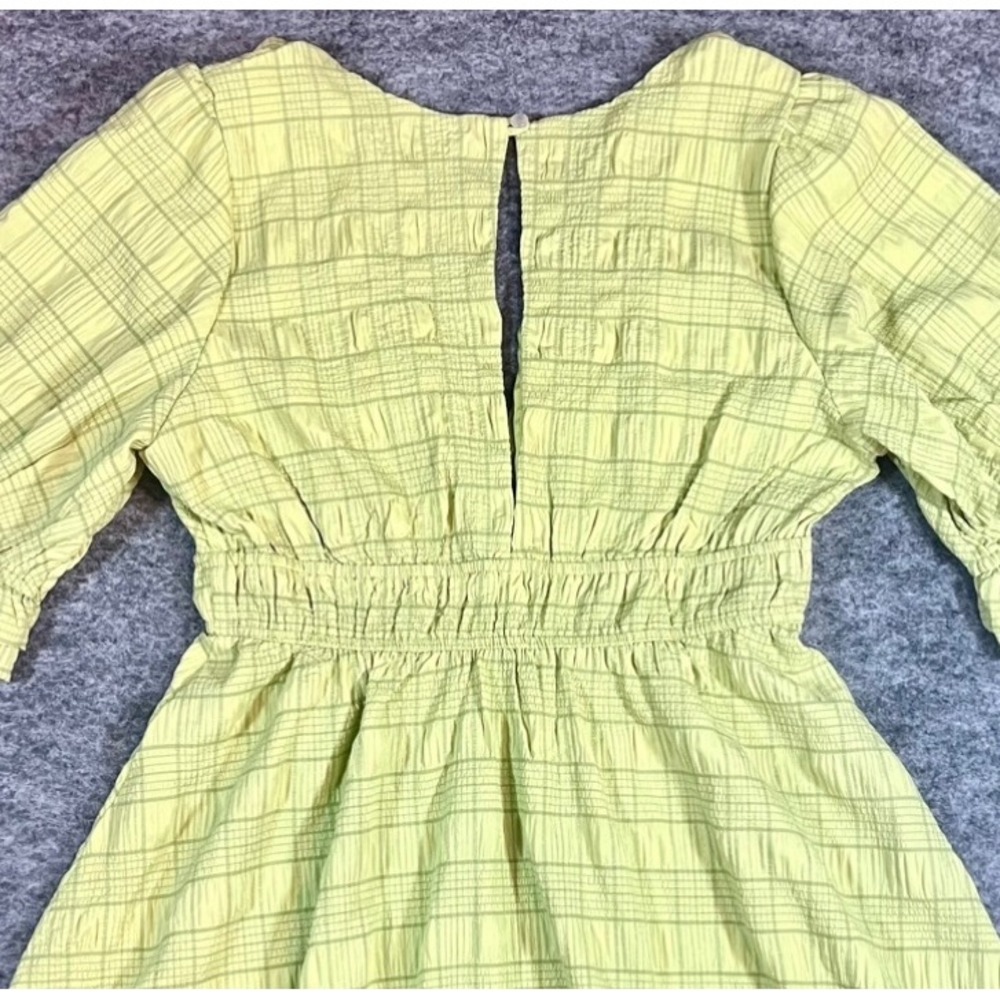 Princess Polly Mini Dress Womens 8 Green Plaid Puff Sleeve Cottagecore Summer - Picture 6 of 10